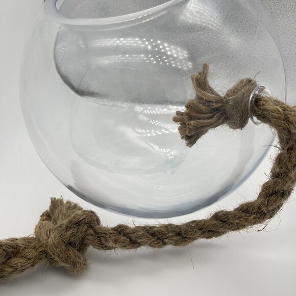 Hanging Thick Glass Terrarium Plant Holder - 8" - Picture 3 of 3